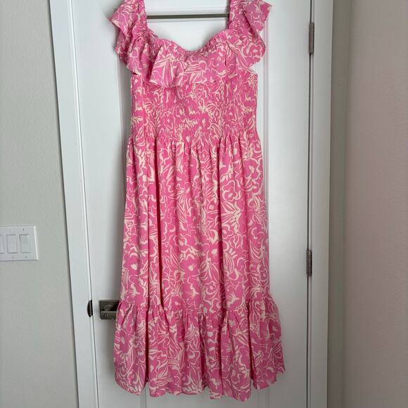 Sugar Lips Malia Floral Off The Shoulder Smocked Midi Dress Curve NWT Size 3X - Picture 3 of 6